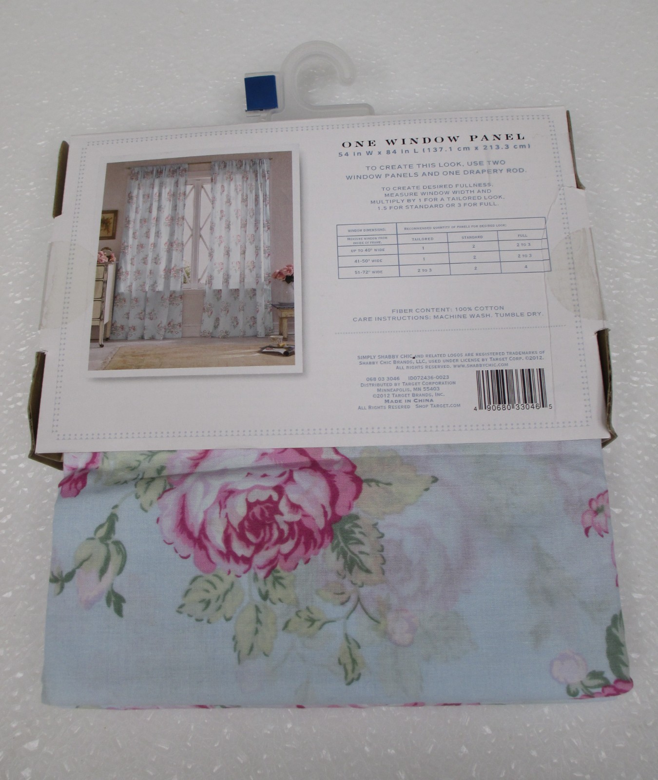 Simply Shabby Chic Blue Voile Cabbage Rose Floral Panels Curtains Drapes Pair