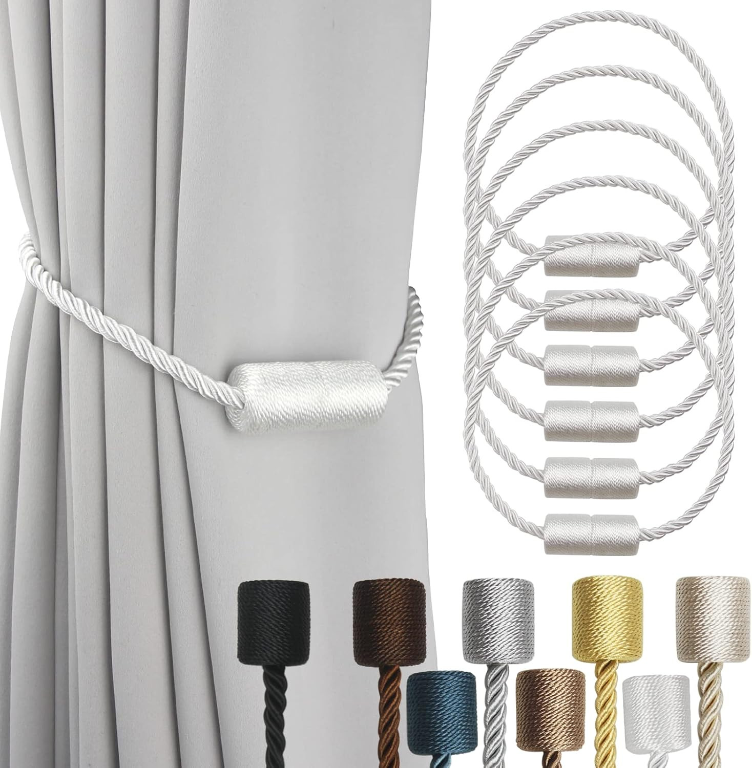 4 Pack Strong Magnetic Curtain Tiebacks Outdoor Elegant Decorative Tie Backs Mod