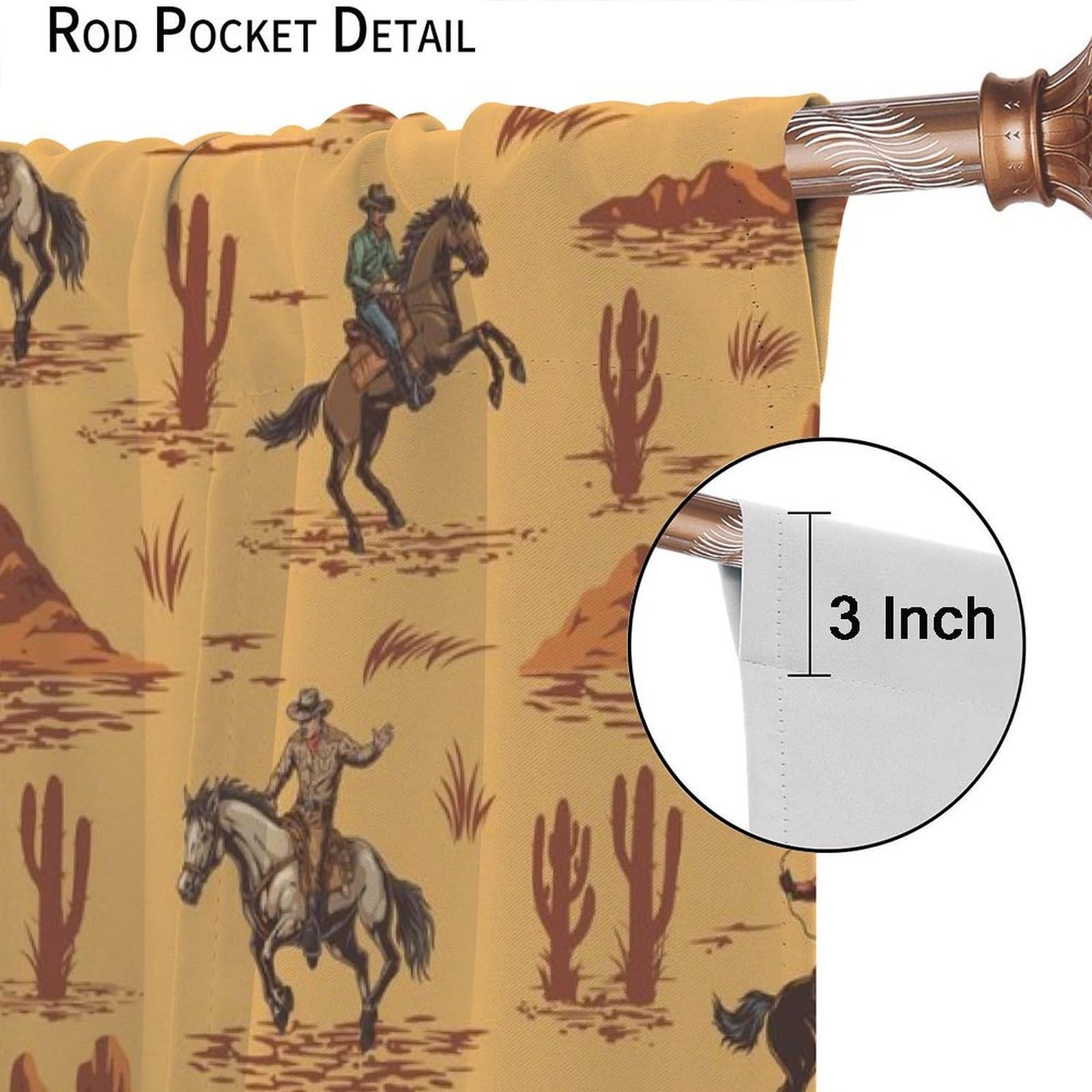 Vintage West Cowboy Curtains Wild Western 20.5″W x 45″L (Pack of 2), Cowboy-2