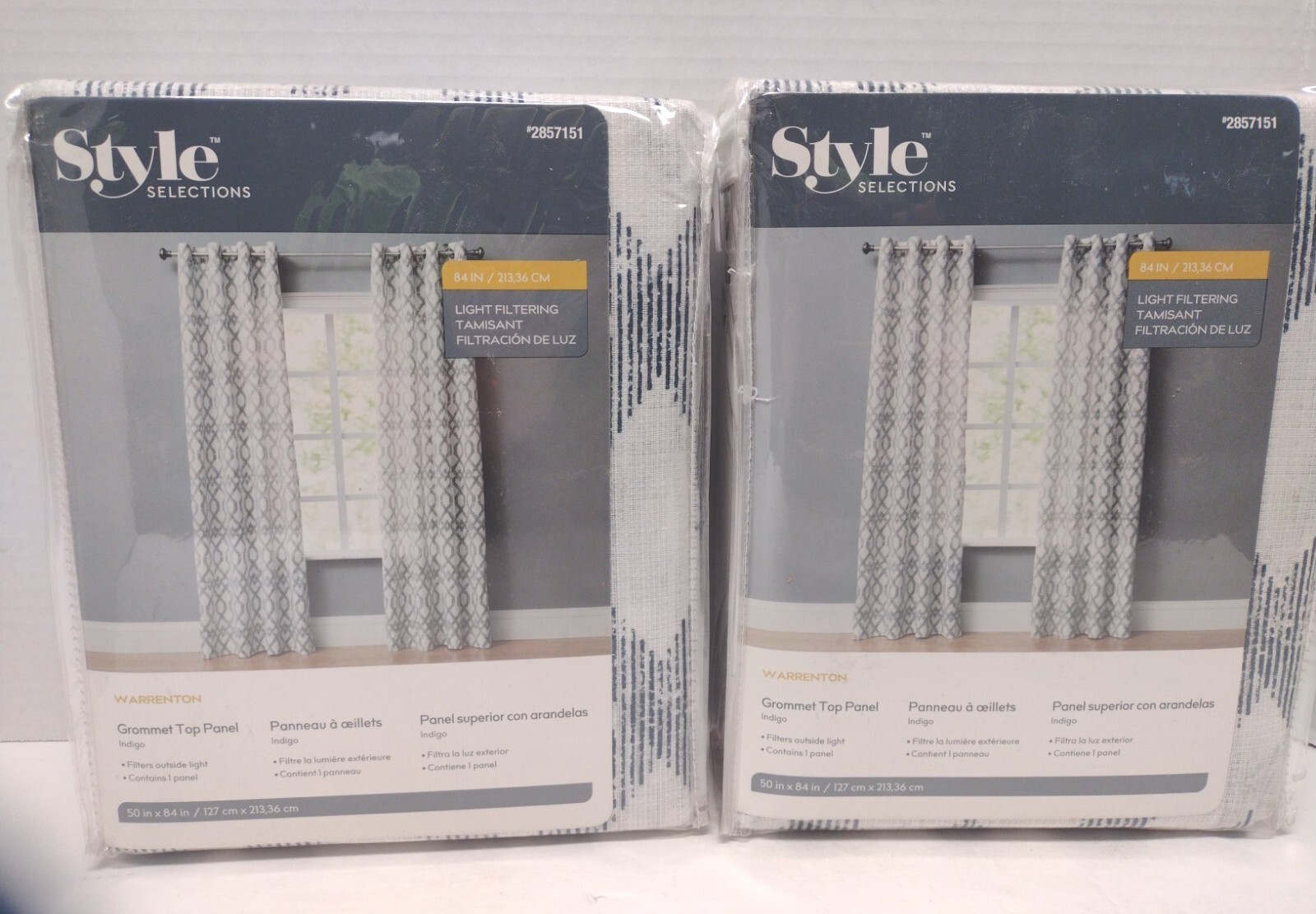 Style Selections Warrenton Grommet Top Panel Light- Filtering 2857151-Lot of 2
