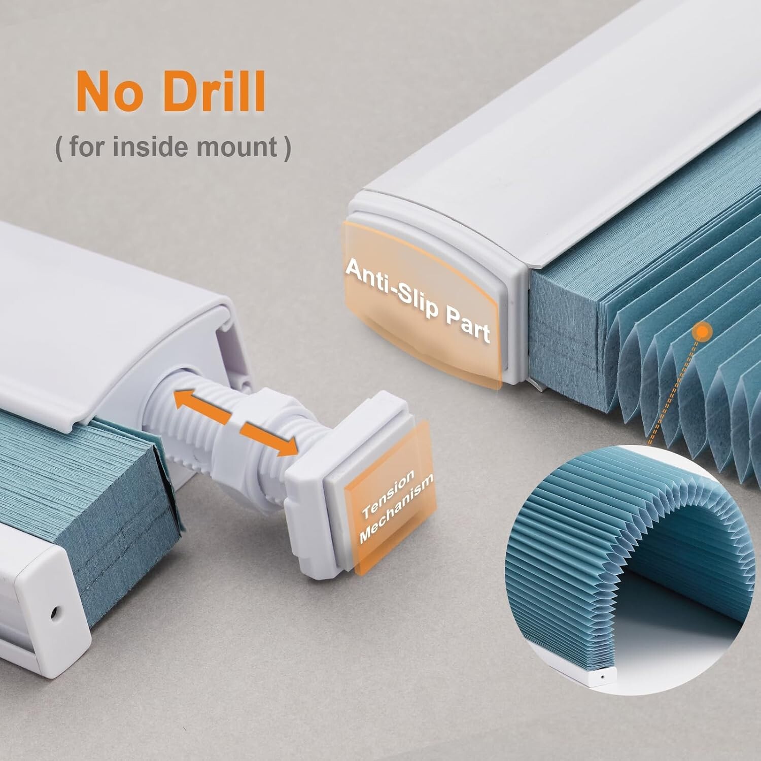 No Tool Top Down Light Filtering Blue Cellular Shades Cordless Honeycomb Blinds