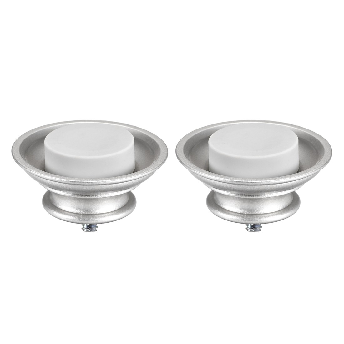 Curtain Rod Finials Plastic End for 19mm Dia(Max.) Rod 35mm x 54mm Silver 2pcs