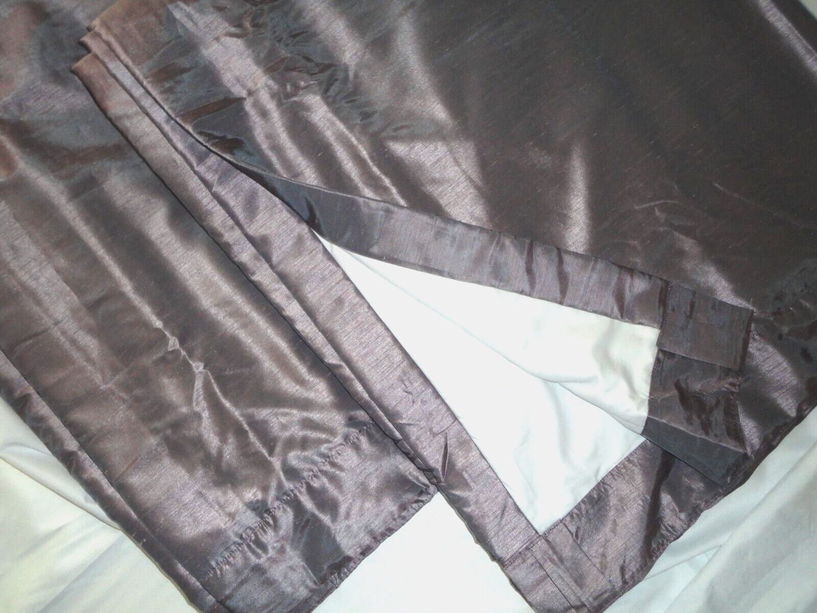 EXCLUSIVE FABRICS VIOLET AMETHYST FAUX SILK THERMAL BLACKOUT (2) CURTAINS 49X119