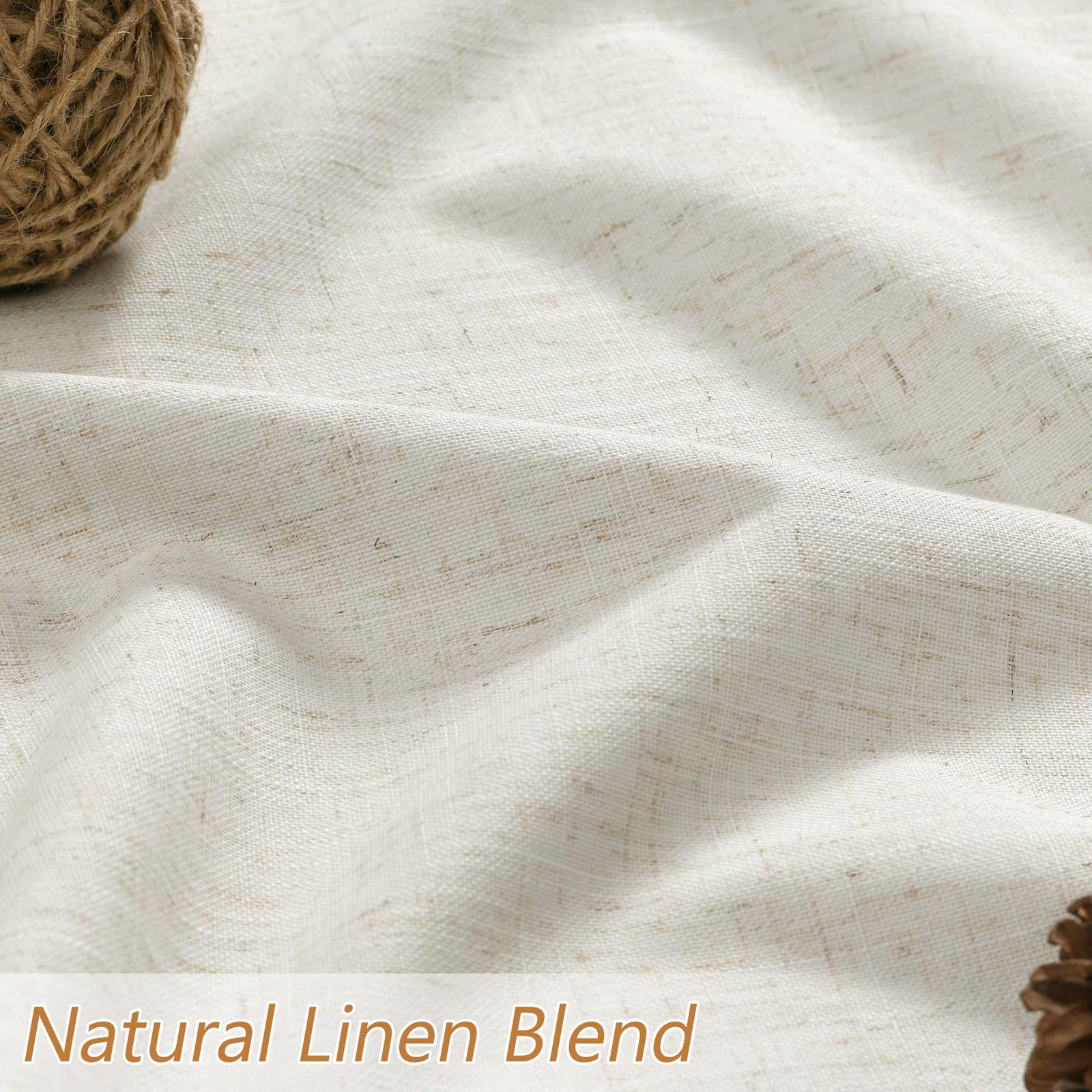 Linen Blackout Curtains 84 Inch Length 2 Panels 52″W x 84″L (Pack of 2) Cream