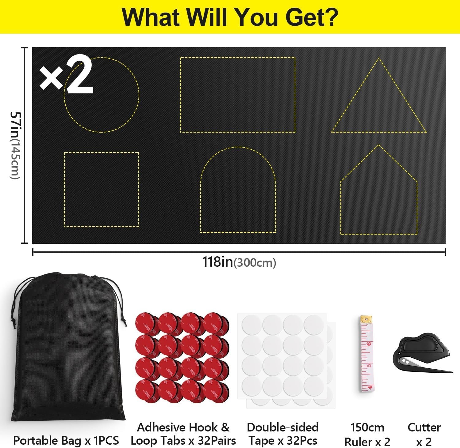 100% Blackout Window Cover Film, Portable No-Drill Shades for Sun Protection