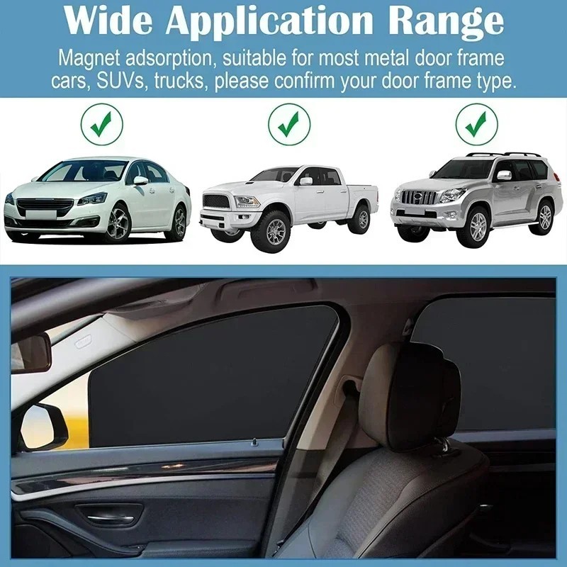 2 Pack Magnetic Car Front Window Sun Shade Cover UV Block Protection Half Shade