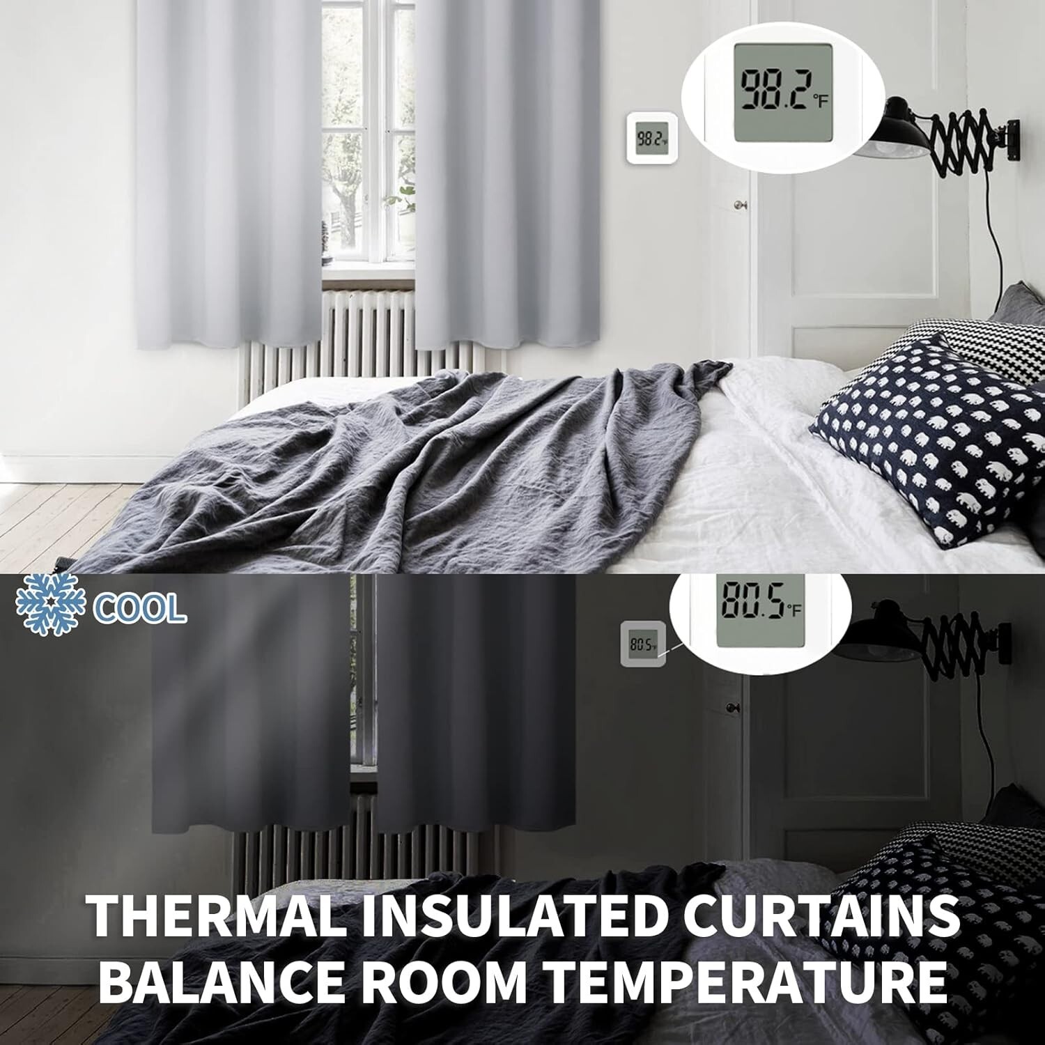 Elegant Thermal Insulated Light Grey Room Darkening Curtains 42×48 for Privacy