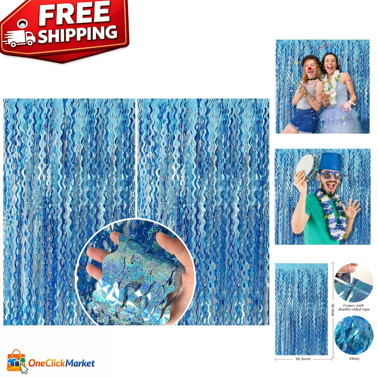 Reusable Metallic Wavy Fringe Backdrop Curtains – Perfect for All Occasions!