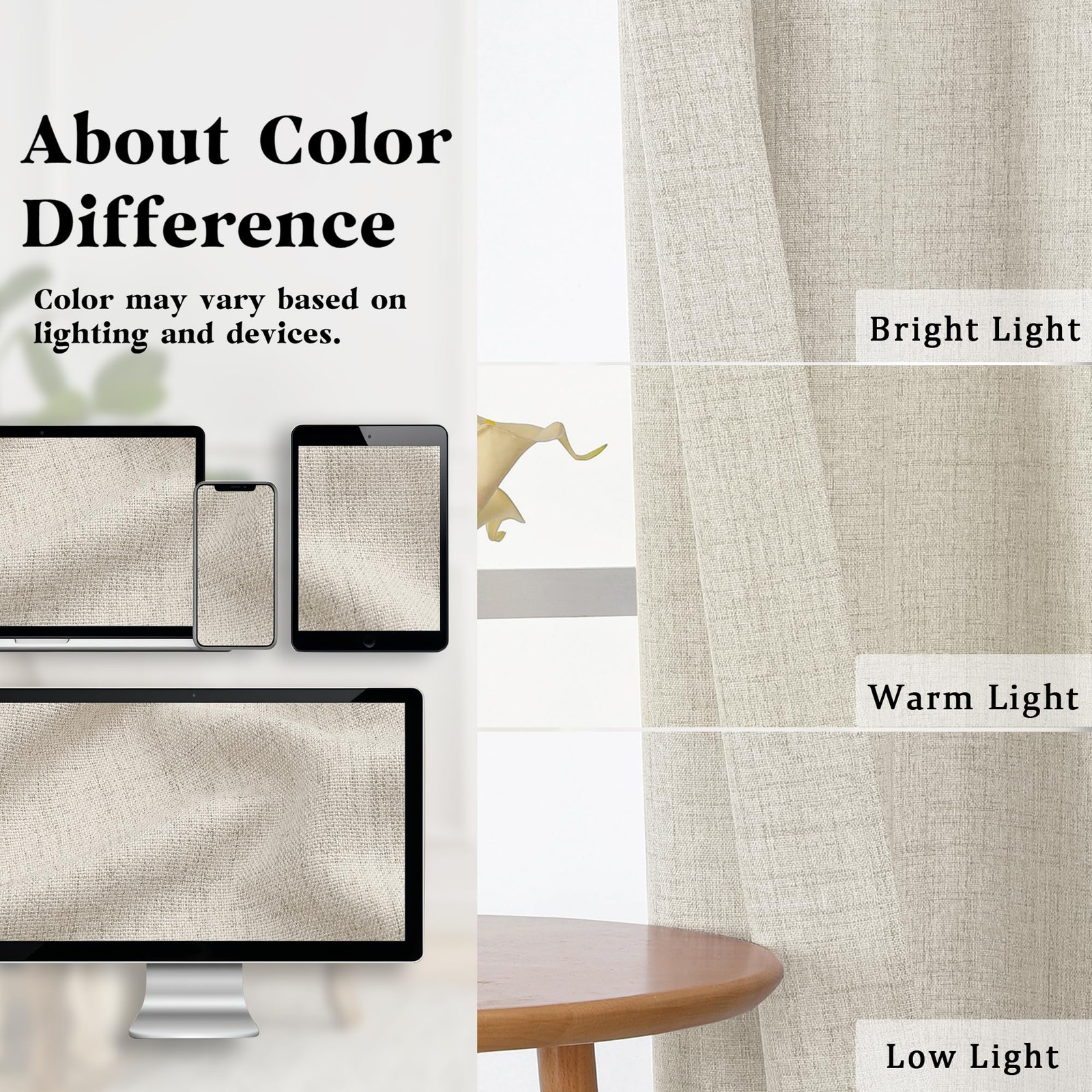 Valances for Windows – Light Filtering Faux 60″W x 14″L (Pack of 1) Natural
