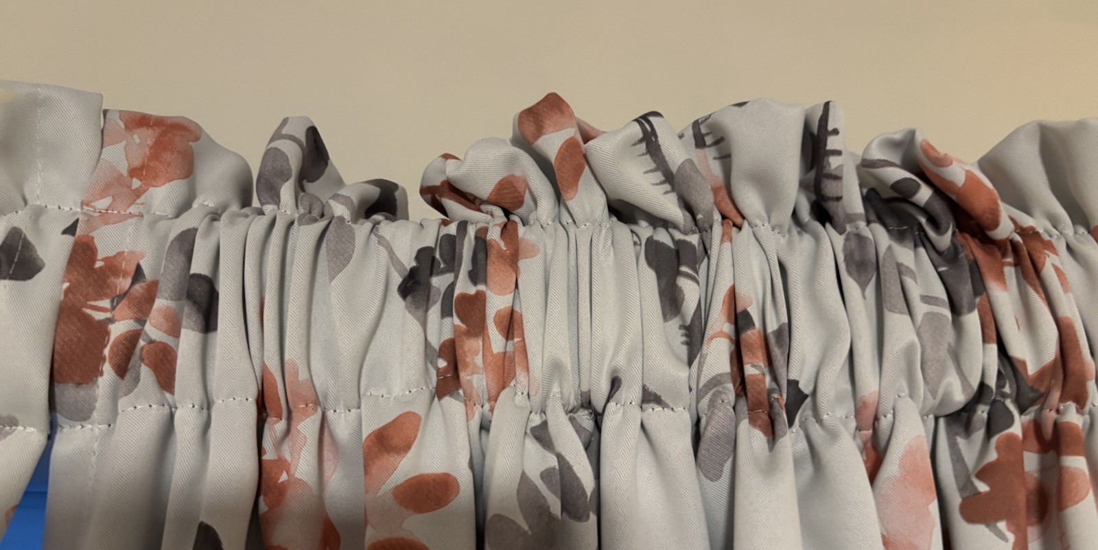 Curtains/Drapes Gray Floral Light and Dark Peach Lined, L 63” X W 50”. 2 Pair