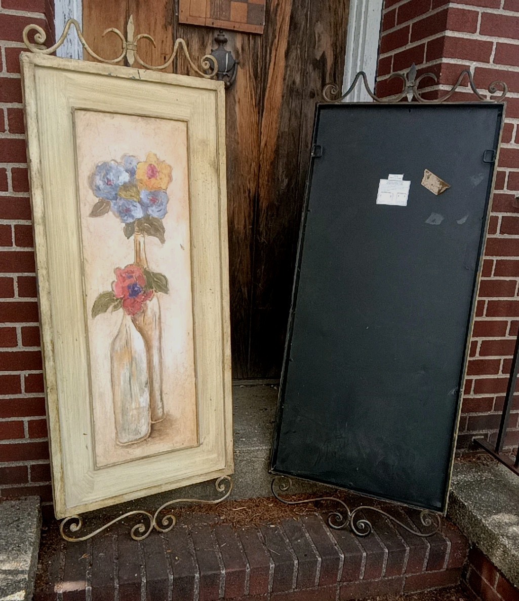 TWO WELDED IRON AND STEEL WALL DECOR/SHUTTERS 54 IN BY 22 IN ITALIAN STYLE RARE