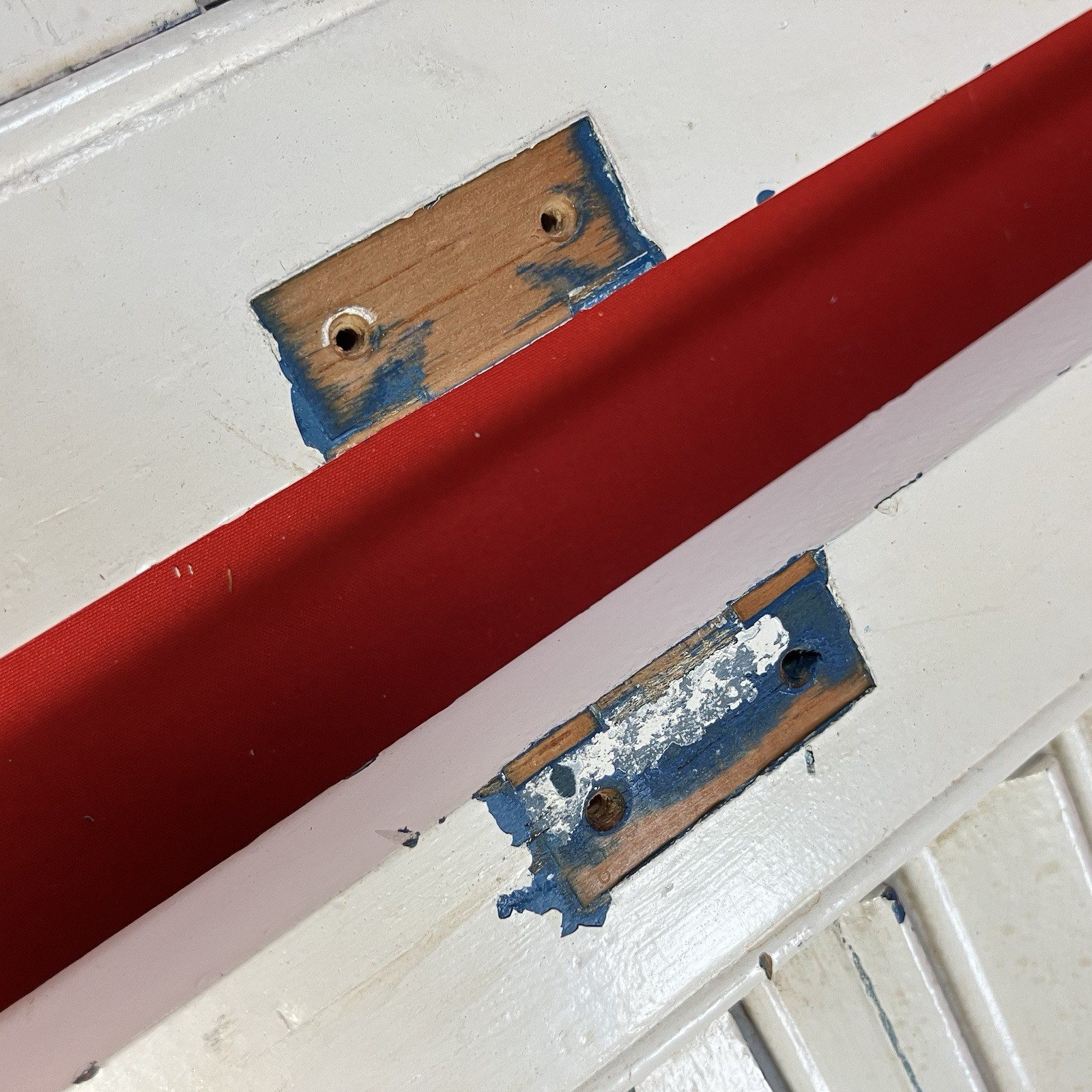 Vintage Wood Louvered Panel Window Shutters / Painted White Rustic / Flaws No 5