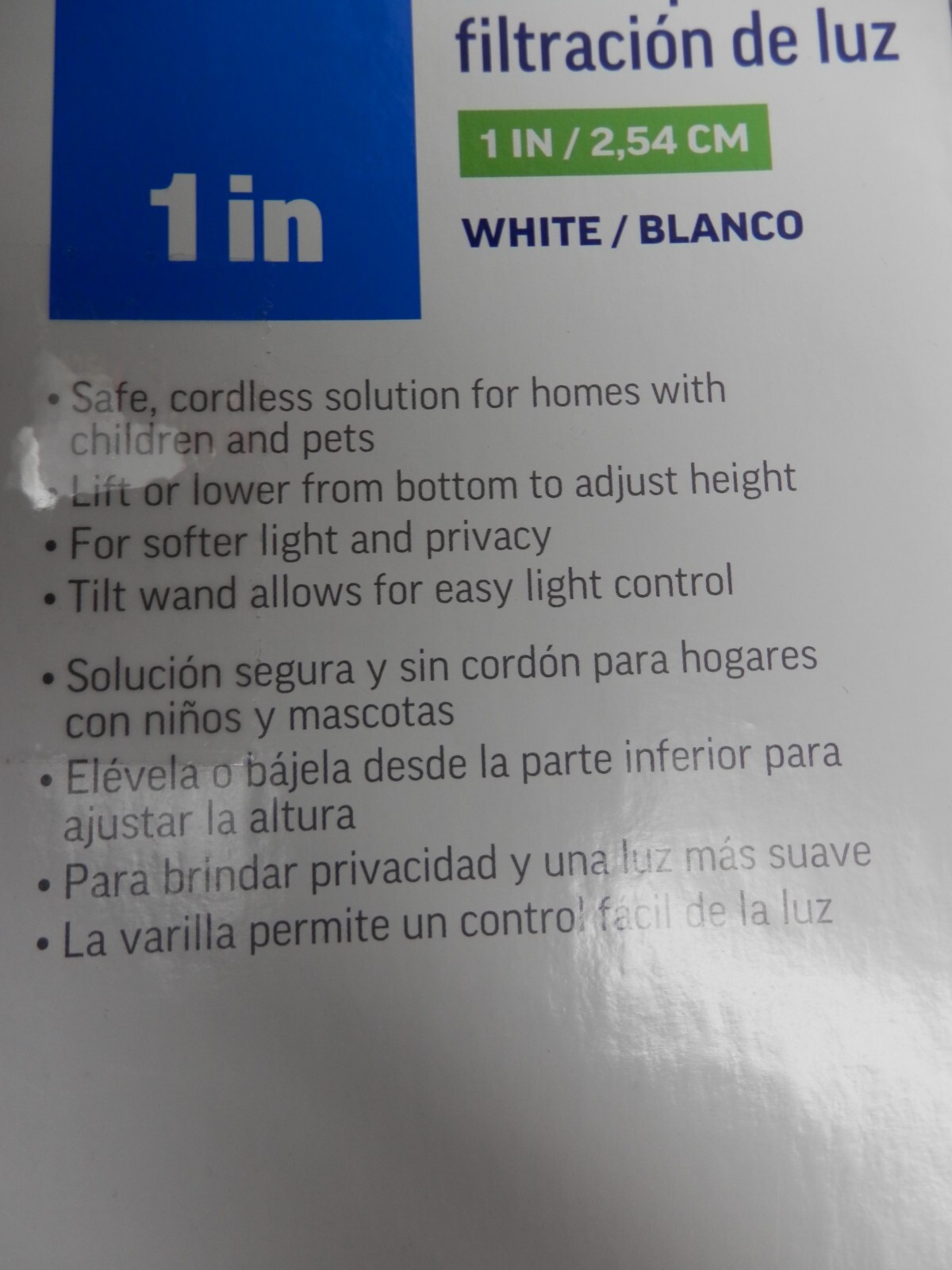 PROJECT SOURCE LIGHT FILTERING CORDLESS VINYL BLINDS 1.IN X 27IN. X 64 IN.