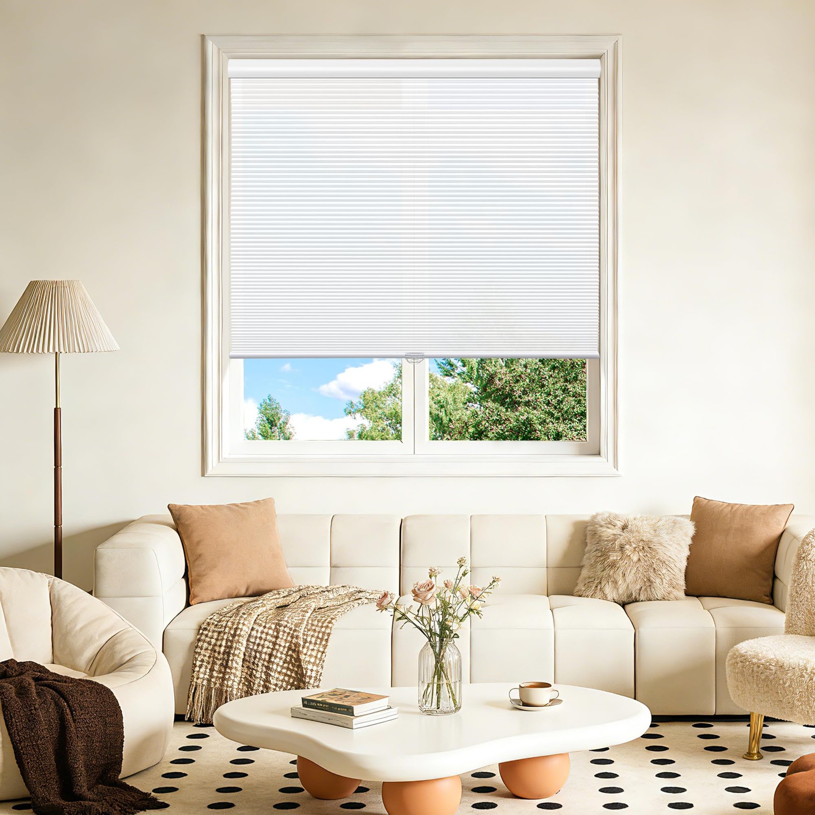 34×64 inch Cordless Light Filtering Blinds Cellular Fabric Shades Honeycomb D…