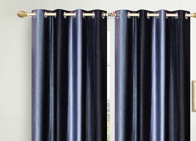 2 Piece Navy Blue Shaded Grommet Ringtop Door Window Curtains Set 5 7 9 Feet