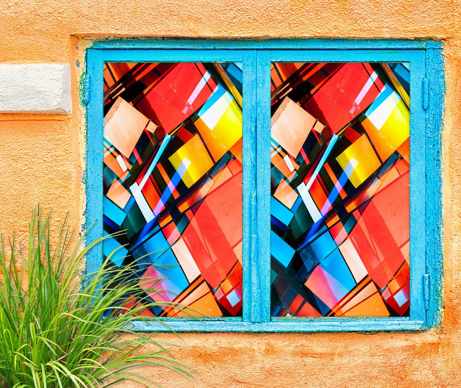 3D Square A421 Window Film Print Sticker Cling Stained Glass UV Sinsin