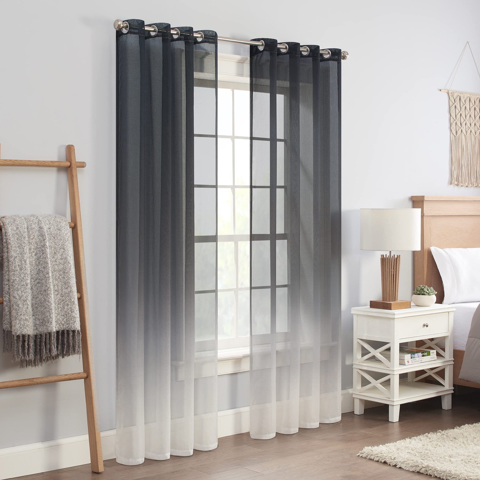 Eclipse Ines Printed Ombre Textured Light Filtering Grommet Window Curtains For