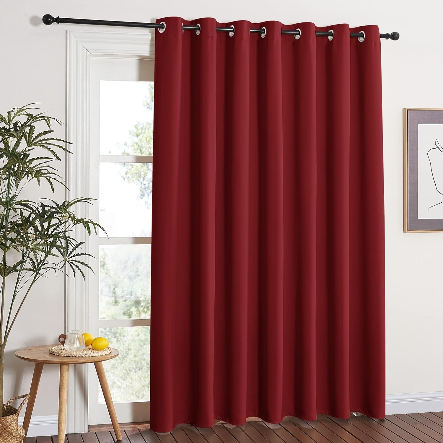 Blackout Blinds for Sliding Door – 100″W x 84″L (Pack of 1) Burgundy Red