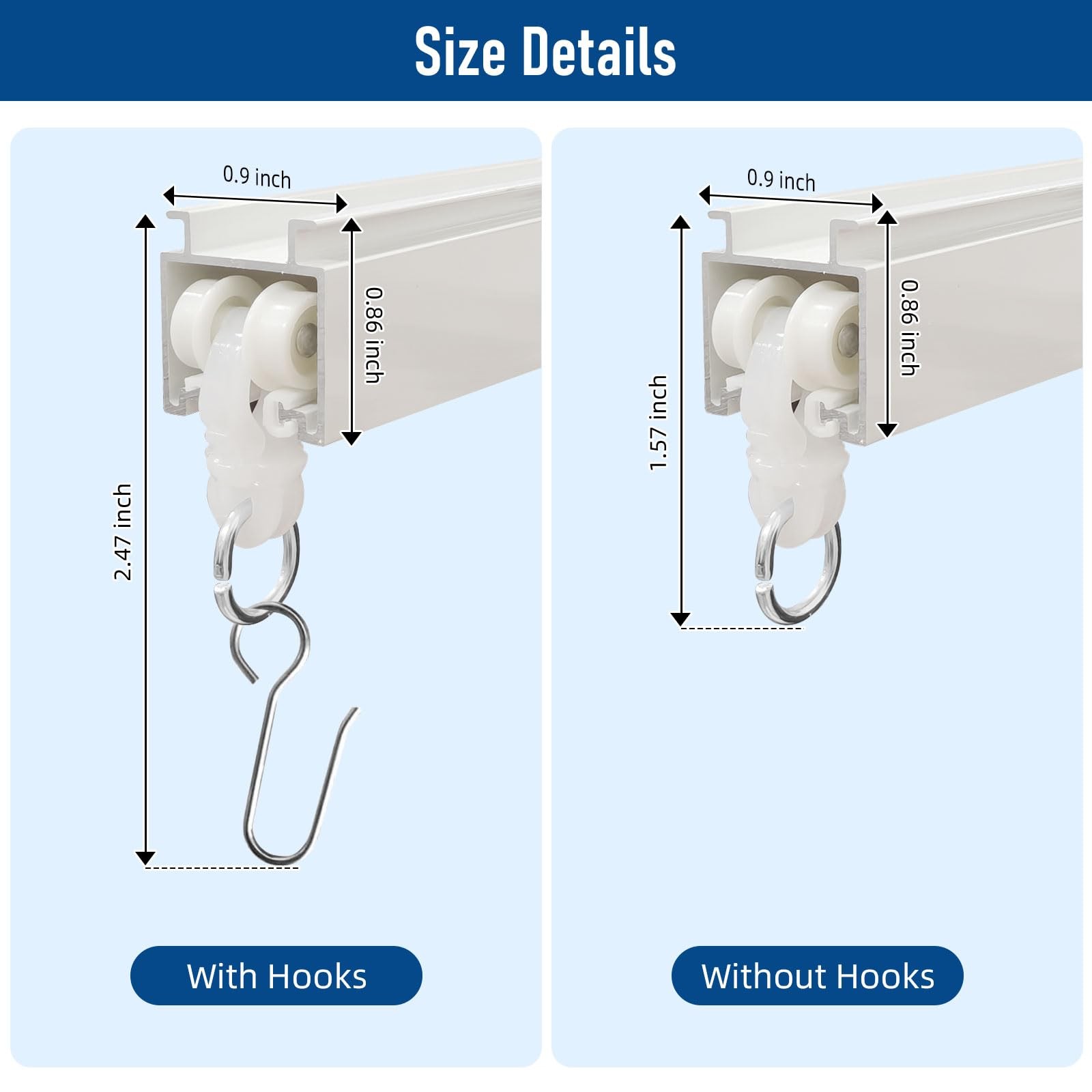 Curtain Track Ceiling or Wall Mount Curtain Tracks 12FT White with Hooks Room…