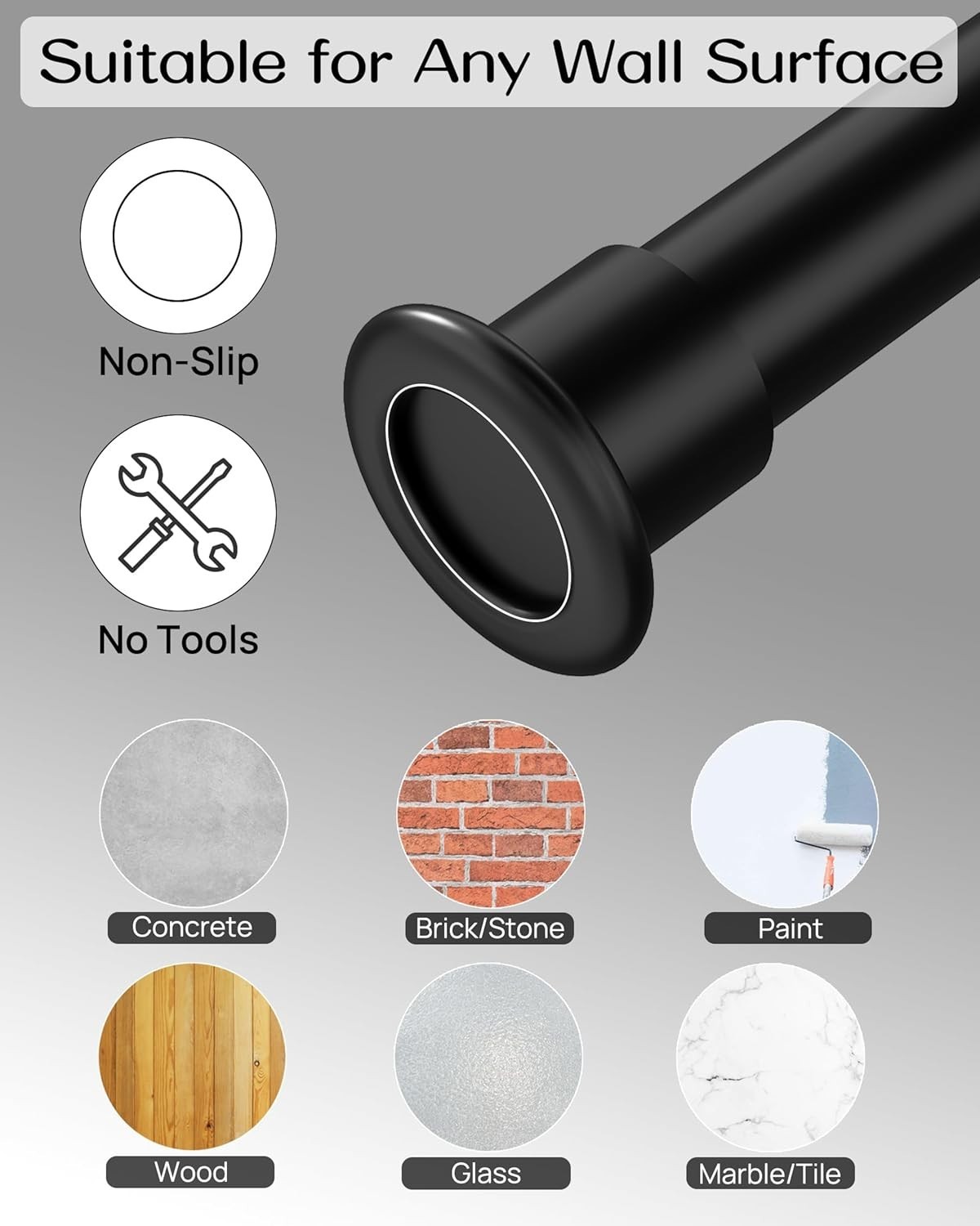 Adjustable Tension Curtain Rod – 42-123 Inches