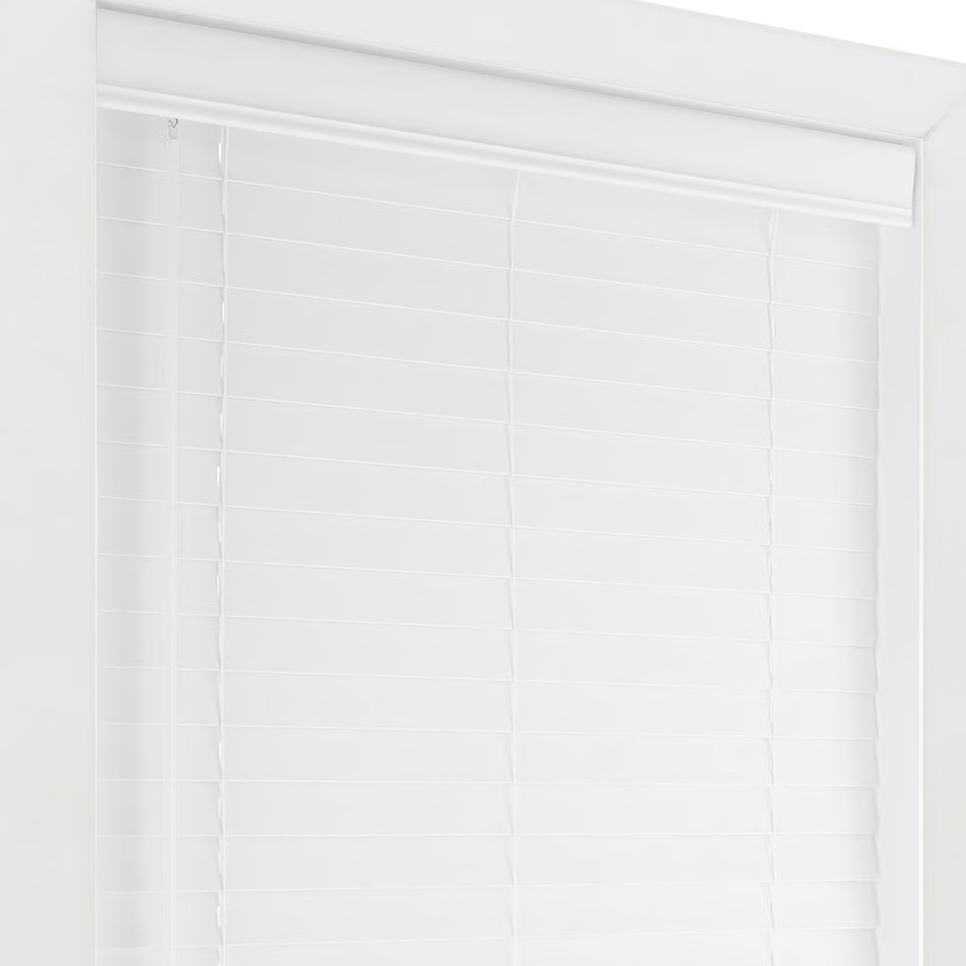 LEVOLOR Basic Cordless Faux Wood Blinds White 47 x 48 in 2″ Slat
