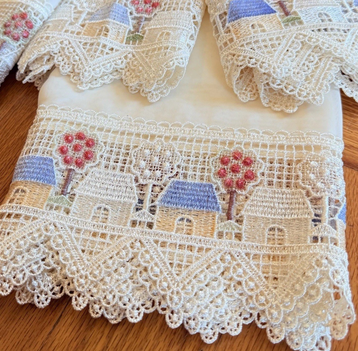 Vintage Country Lane Curtain Sets Valance & Cafe Cottage Farmhouse Boho Whimsy