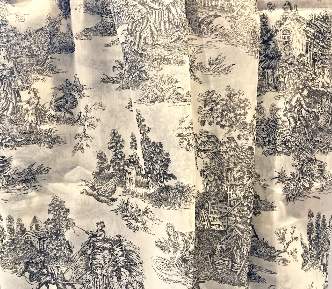 Waverly Black Toile Sheer Drapery Curtain Panel Garden Room French Country 60×84