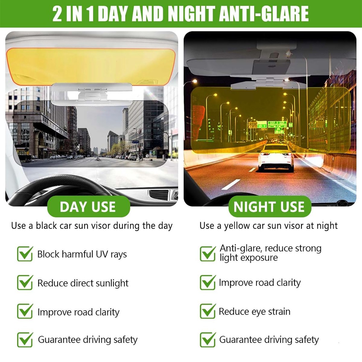 Car Sun Visor Sun Shield Anti -Glare Driving Universal Polarized UV 180-Degree
