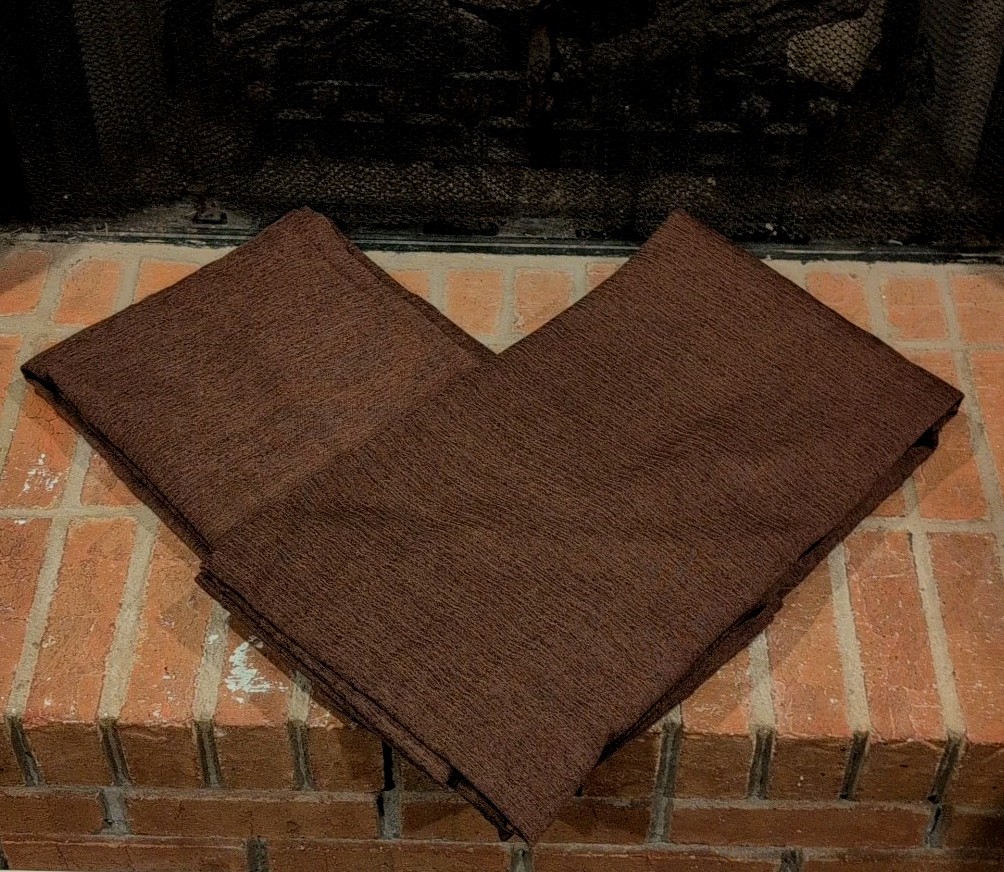2 Croscill Home Lynne Velvet Curtain Panels 43″x94″ Brown Sage Button Pole Top