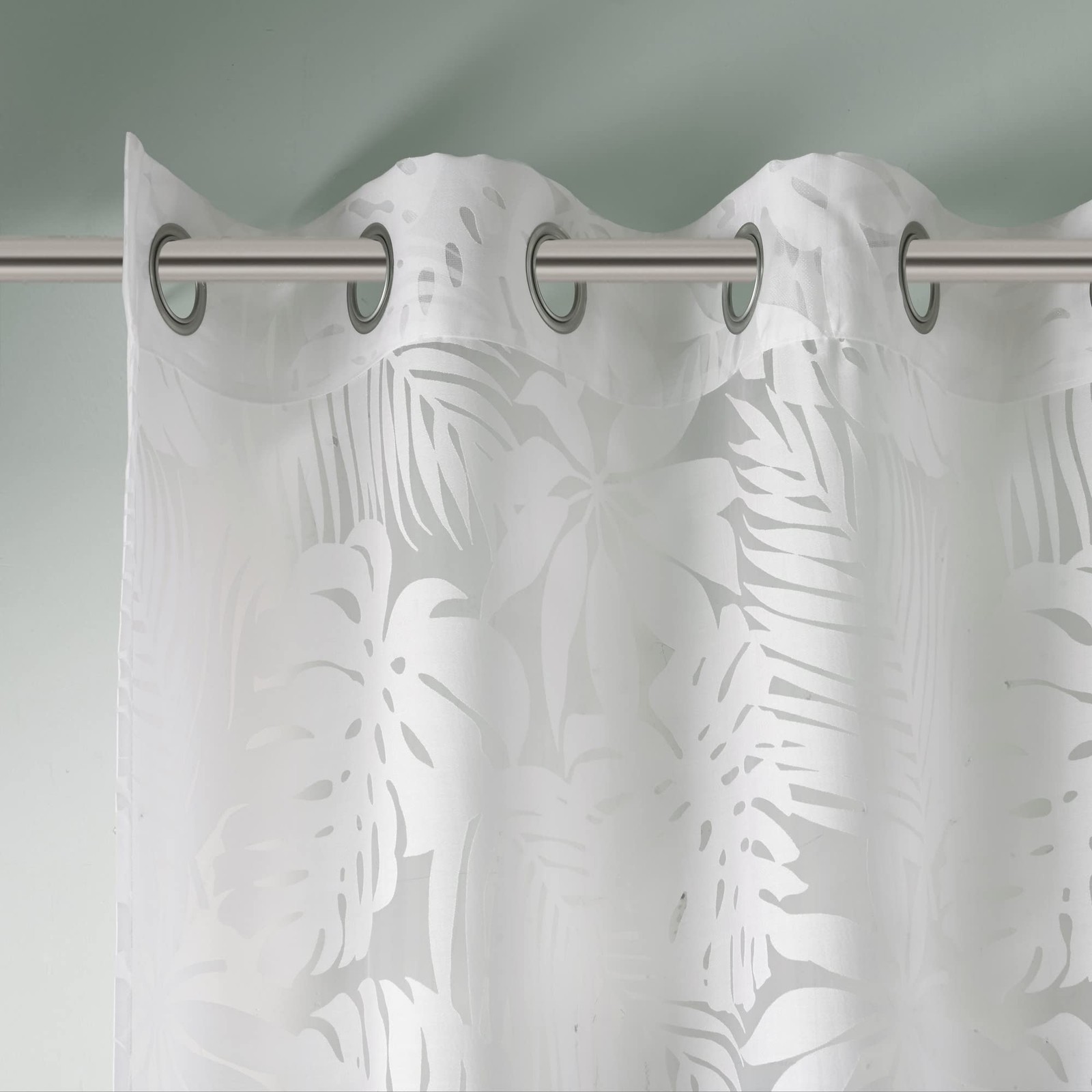 Semi Sheer Single Curtain Modern Contemporary Botanical Print Out Design, Gro…