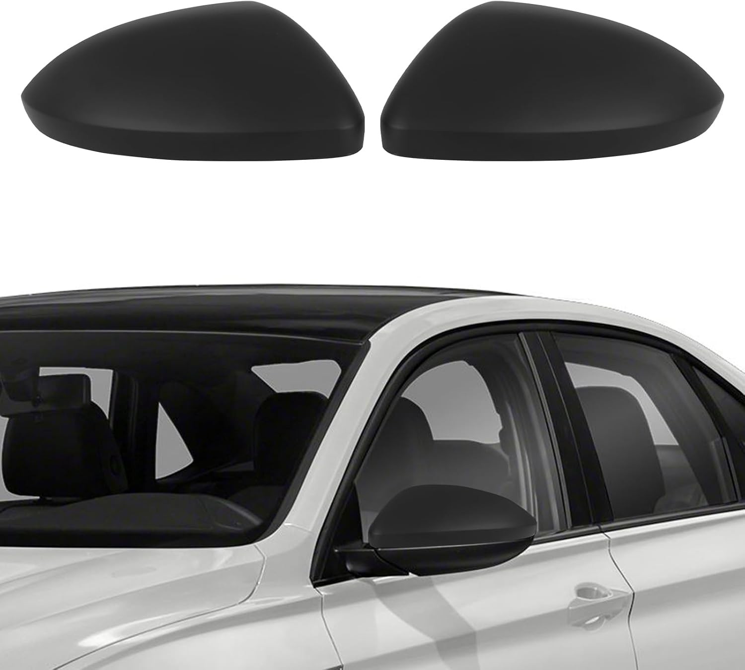Rearview Mirror Cover Cap Compatible with VW Jetta Left + Right Matte Black