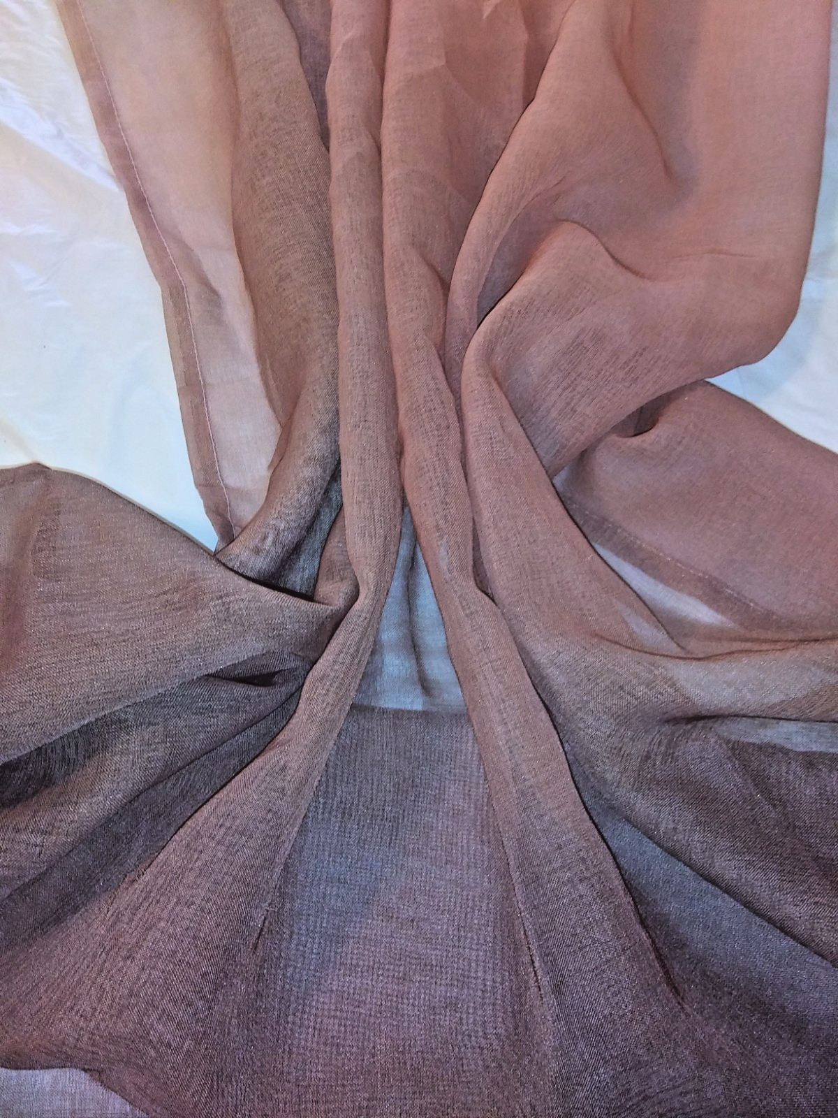 2 Curtain Panels Grommet Brown Peach Light Airy 86 in Long 54in Wide Each Panel