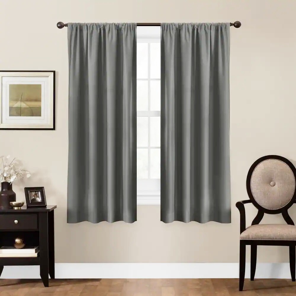 ZENNA HOME Grey Geometric Thermal Blackout Curtain Panel – 50 in. W x 63 in. L