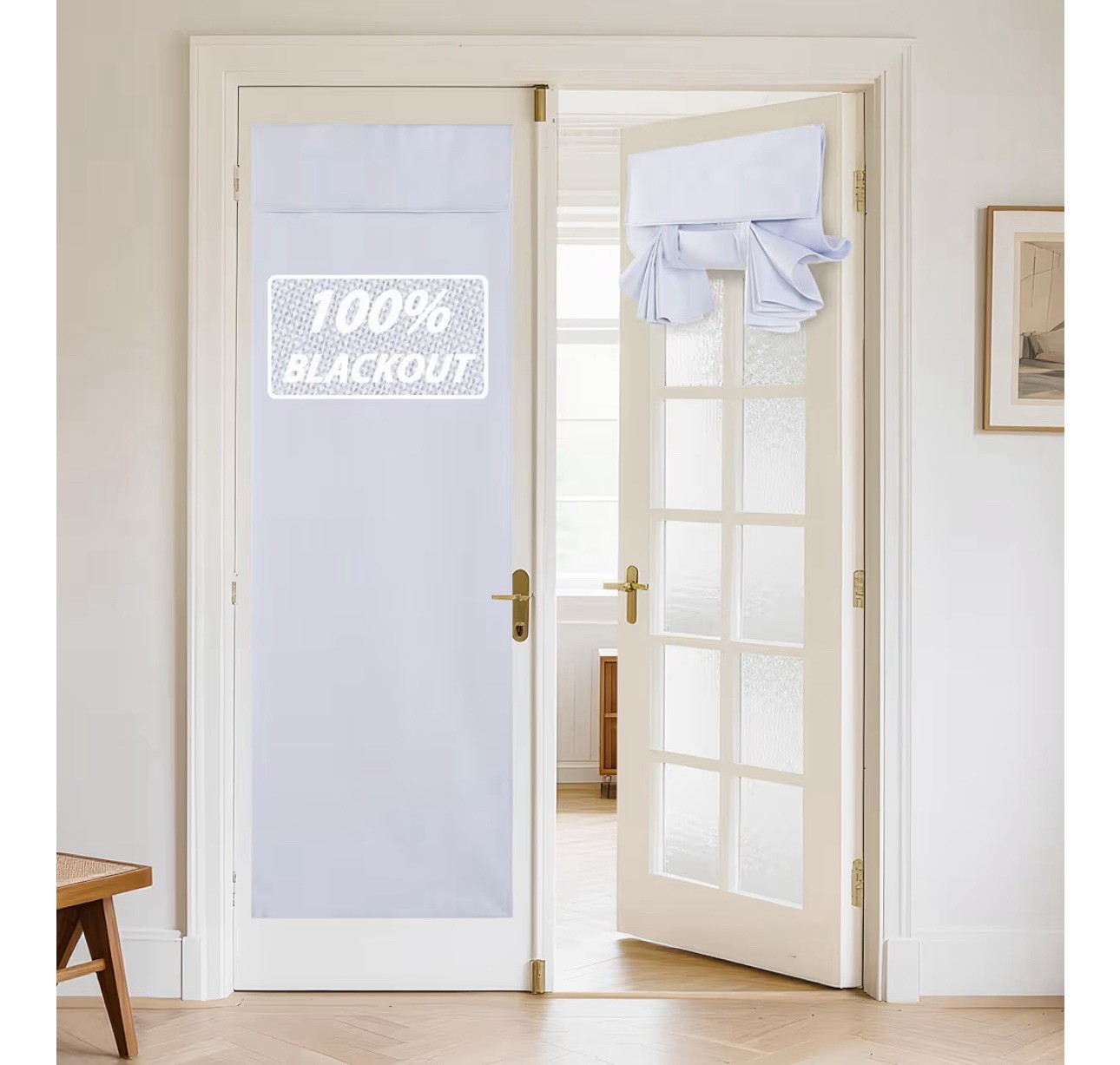 RYB HOME WHITE 100% opaque linen curtains door window 26X72 1 panel French door