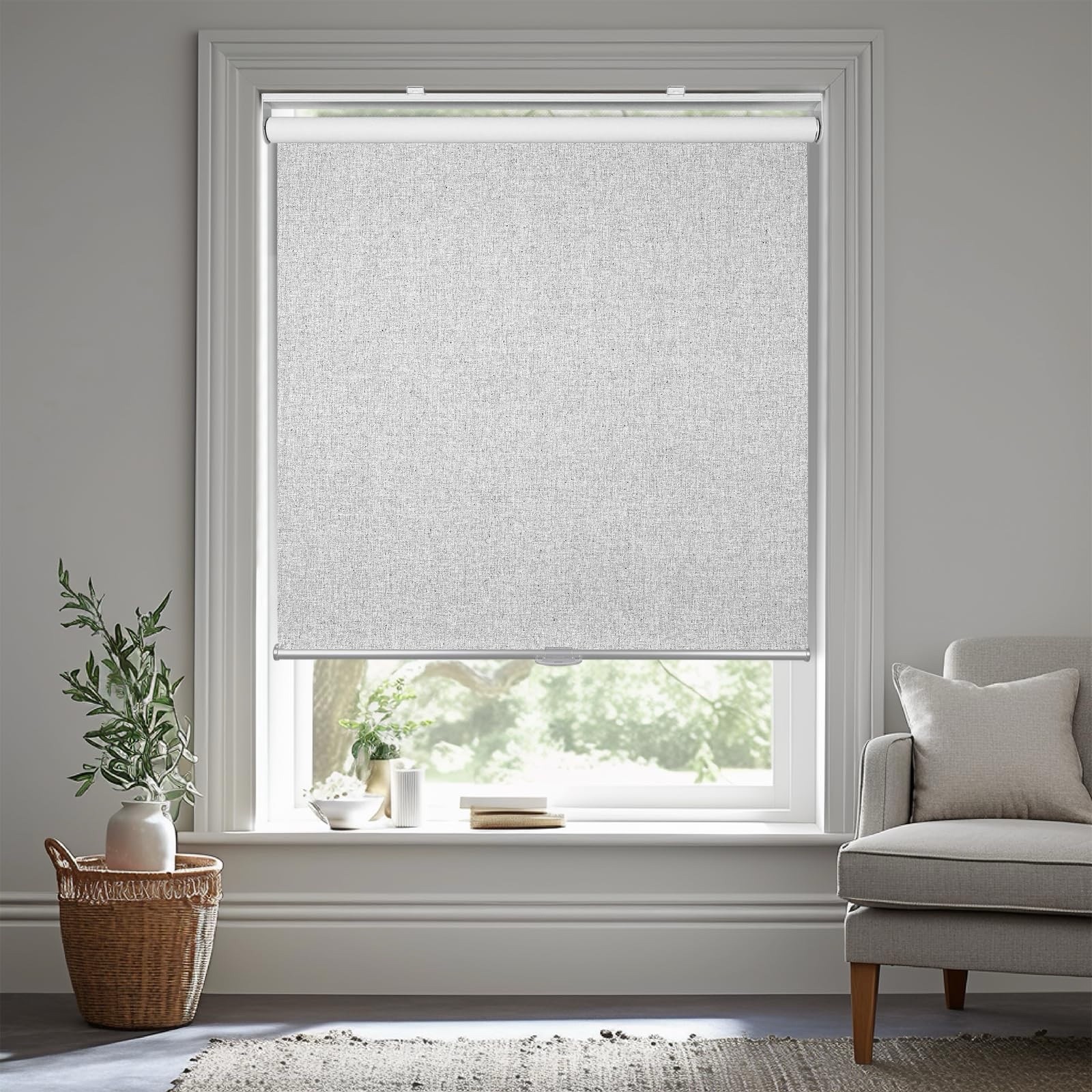 Homebox Cordless Blackout Roller Shades for Windows, (41″ W x 72″ H, Grey)