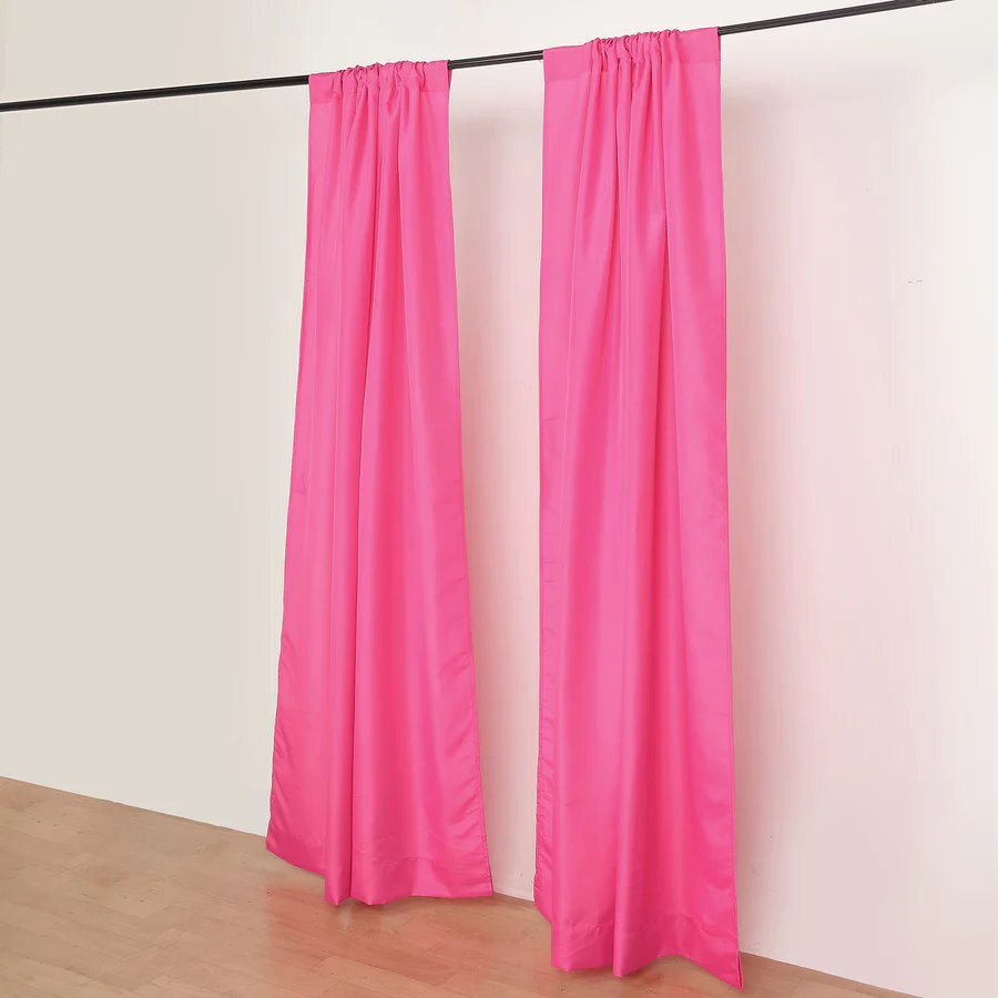 FUCHSIA 2 Drapery Panels 8 ft Polyester Backdrop CURTAINS Rod Pockets Party