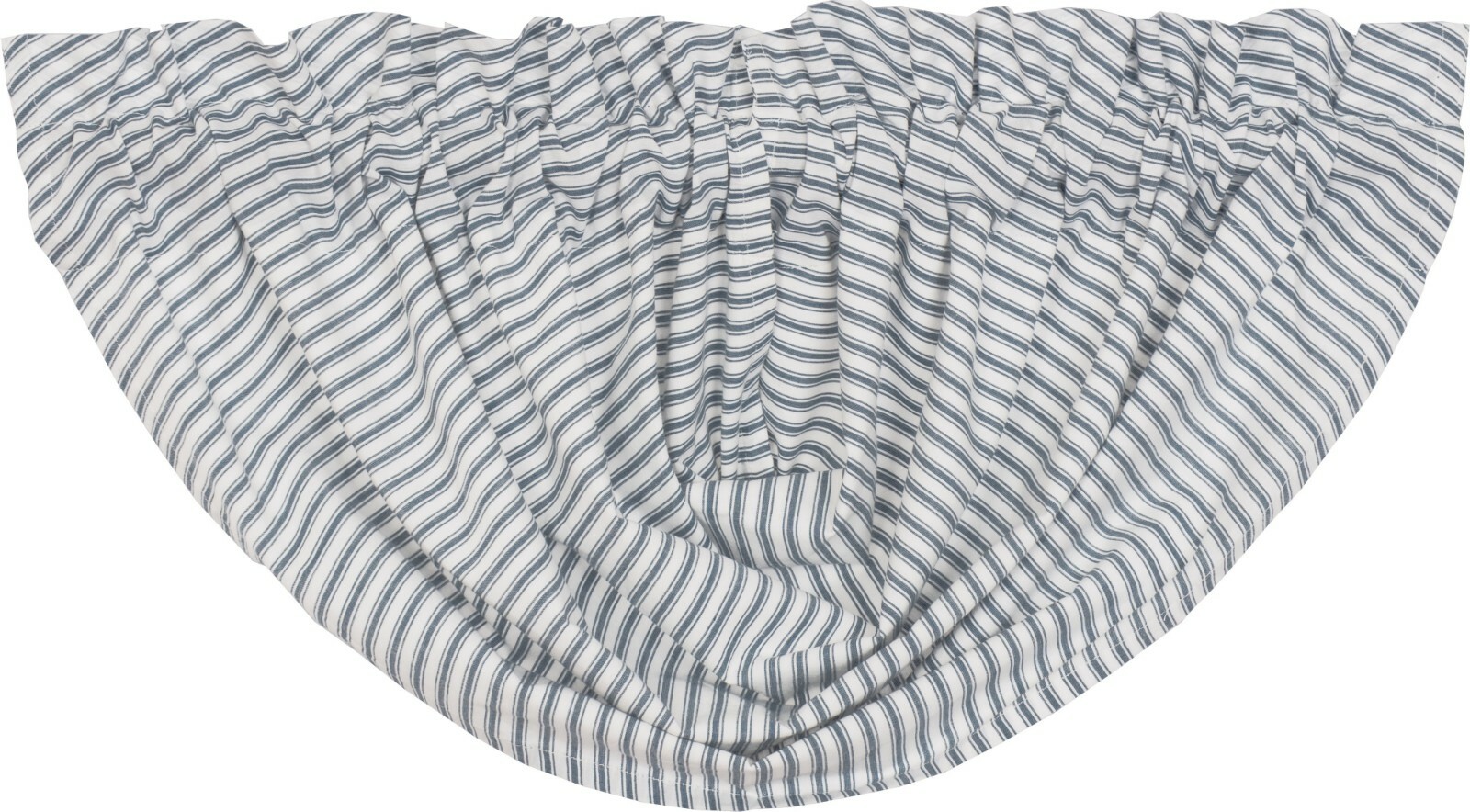 60″ Denim Blue Ticking Stripe Balloon Valance Lined Farmhouse Decor Sawyer Mill