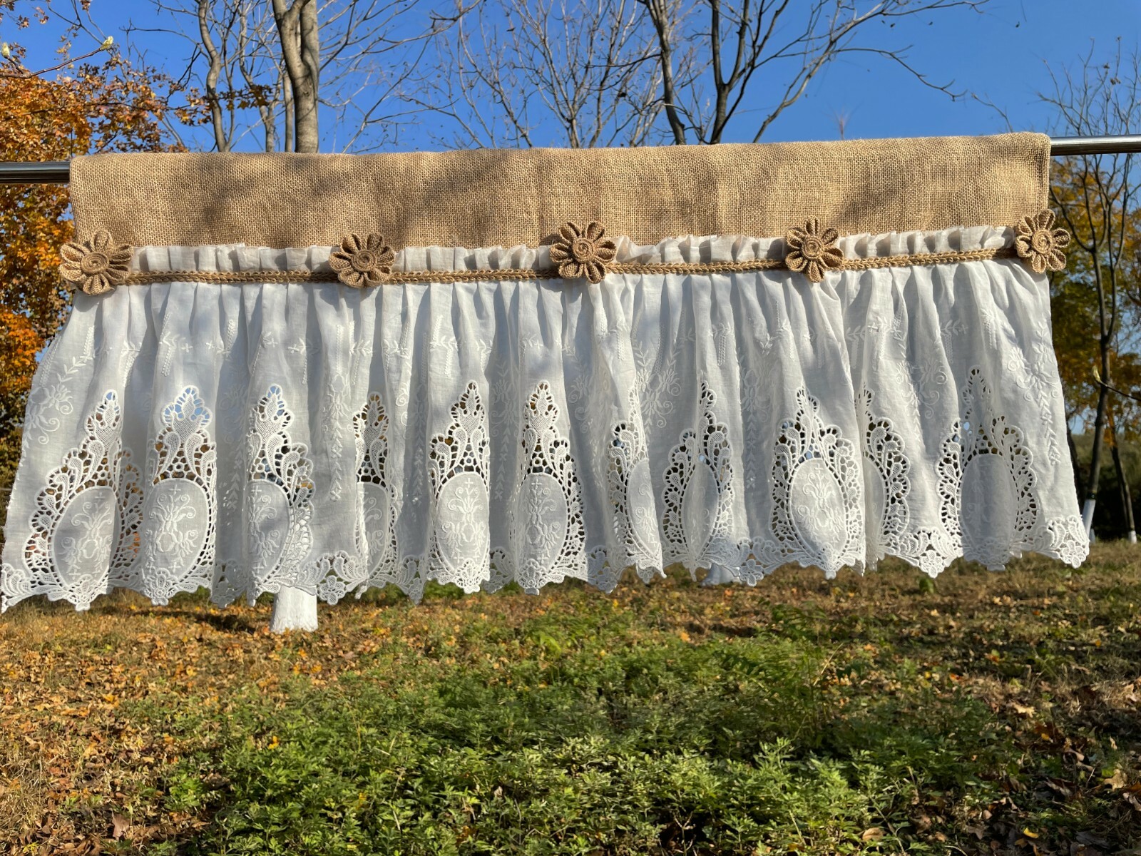 High Quality Unique Kitchen Valance Burlap Kitchen Curtain window Treatment