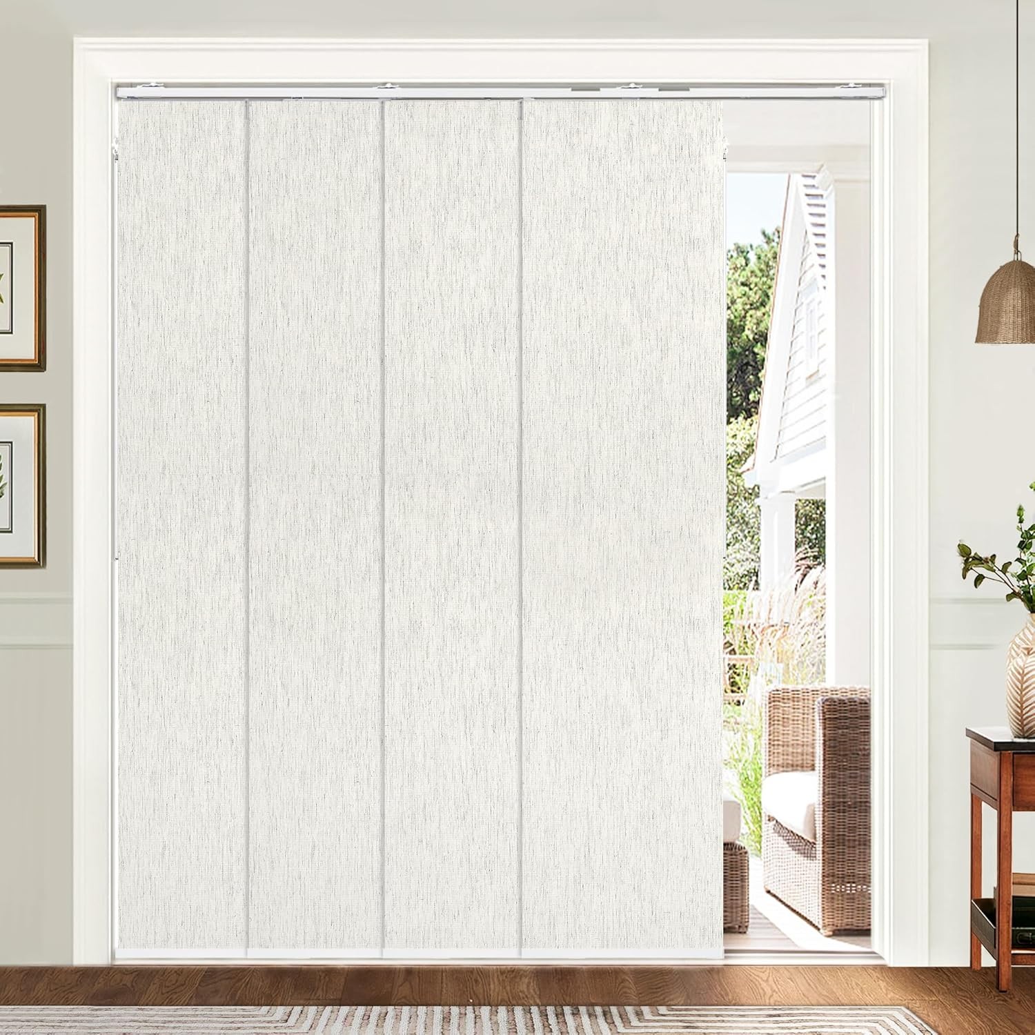 Panel Track Blinds for Sliding Doors, Blackout Linen | Extendable Track from 45