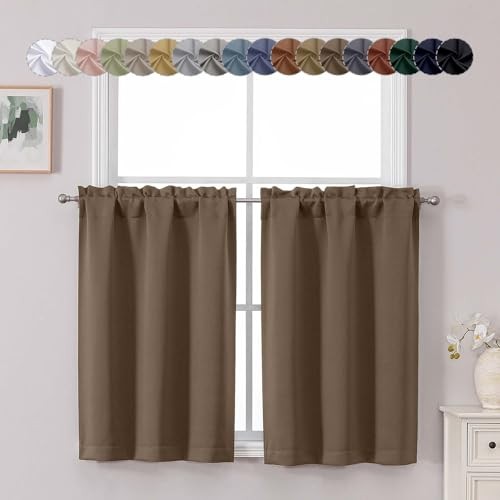 Short Blackout Curtains 36 Inch Length, Small 30″W x 36″L (Pack of 2) Brown