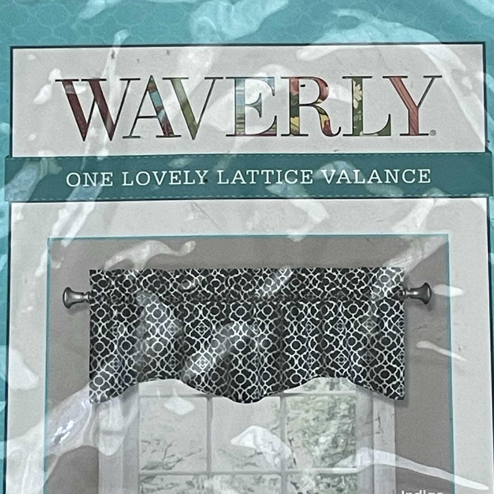 Waverly Lovely Lattice Wave Valance Indigo Blue 50×16