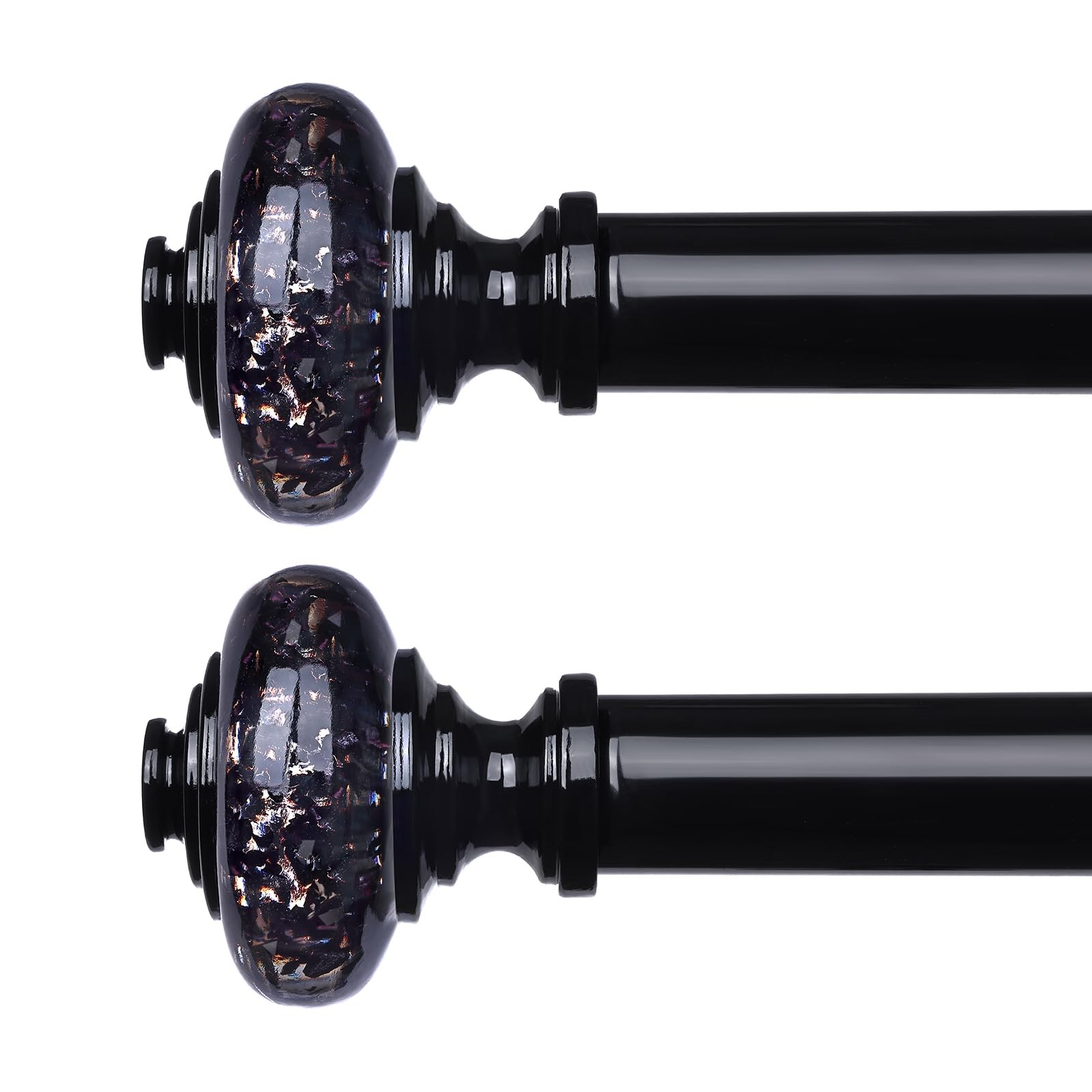 2 Pack Black Crystal Curtain Rods for Windows 30 to 56 Inch, Decorative Vinta…