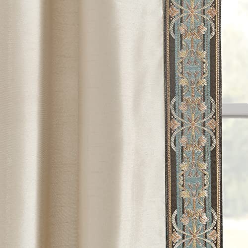 Luxury Traditional Regency Faux 52″W x 84″L (Pack of 1) Neutral & Dusty Blue