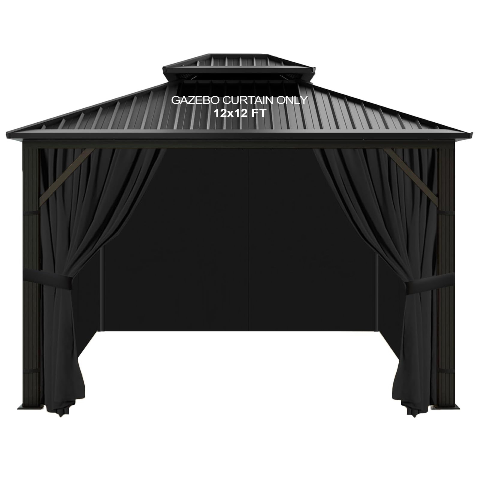 12’x12′ Gazebo Curtains Outdoor Waterproof, Black Universal Replacement Curta…