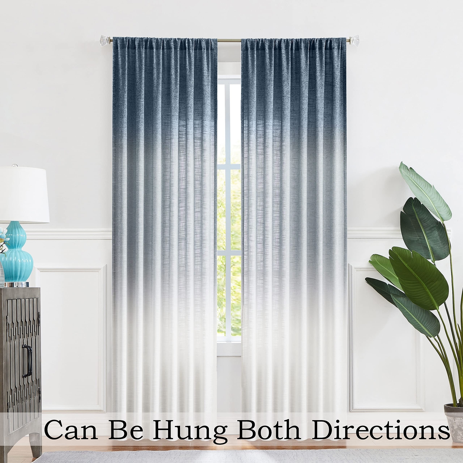 Central Park Ombre Window Curtain Panel Linen Gradient Print on Rayon Blend F…