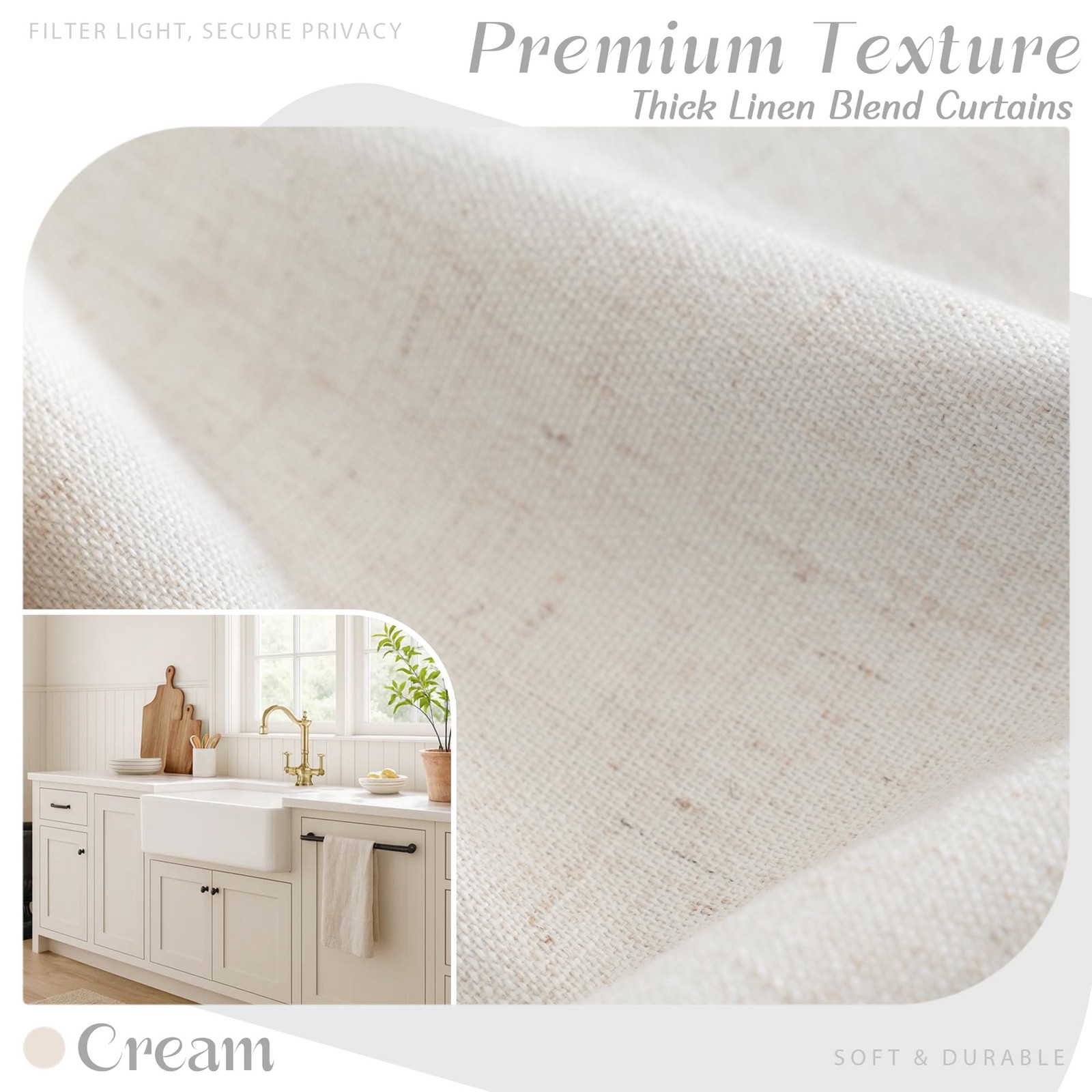 54 Inch Black Out Curtains for Bedroom 2 Panels Set, Cream
