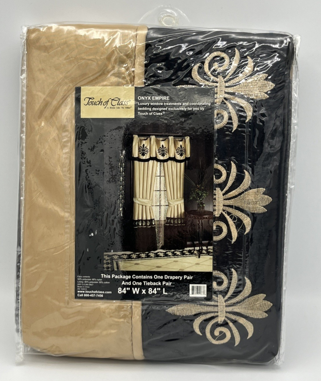 Touch Of Class Drapery Pair Onyx Empire 84″ x 84″ Luxurious Embroidery