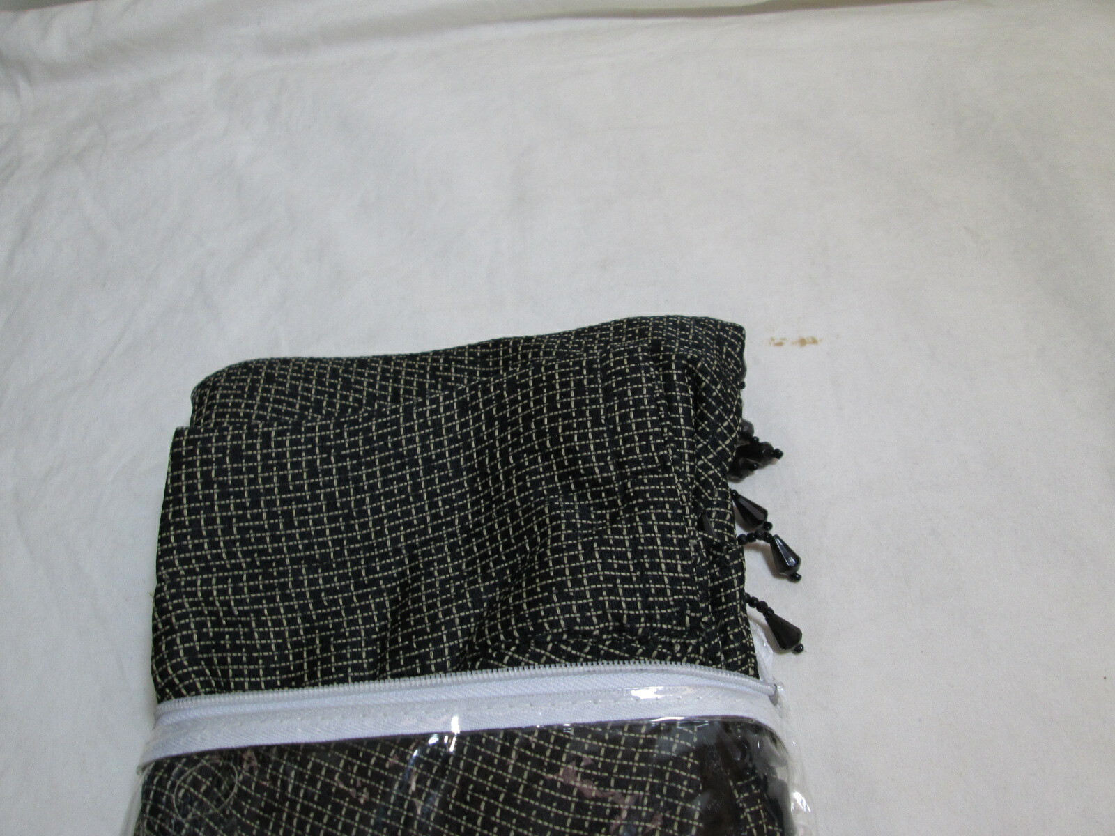 New Essential Home Sheers Beaded Waterfall Valance 64″x36″ ~ Tulsa Black New