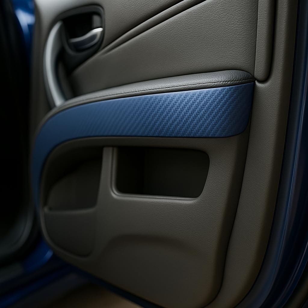 RockRose 3D Matte Navy Blue Carbon Fiber Vinyl Wrap – Self-Adhesive, Anti-Wrinkl