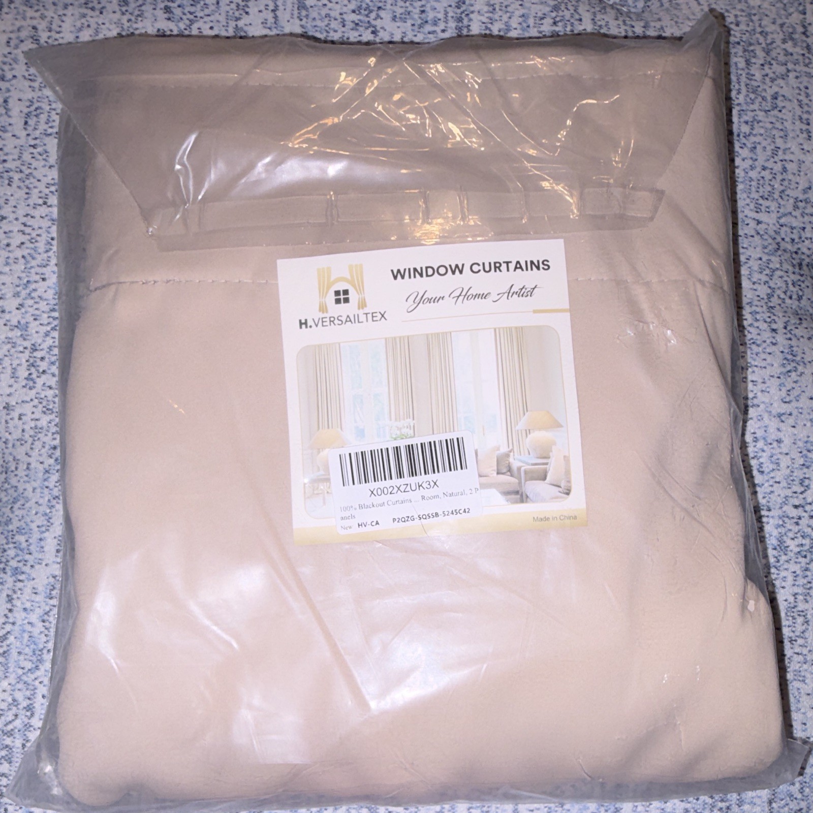 H.VERSAILTEX Blackout Rod Pocket Curtain Panel, Natural Solid 84×100″